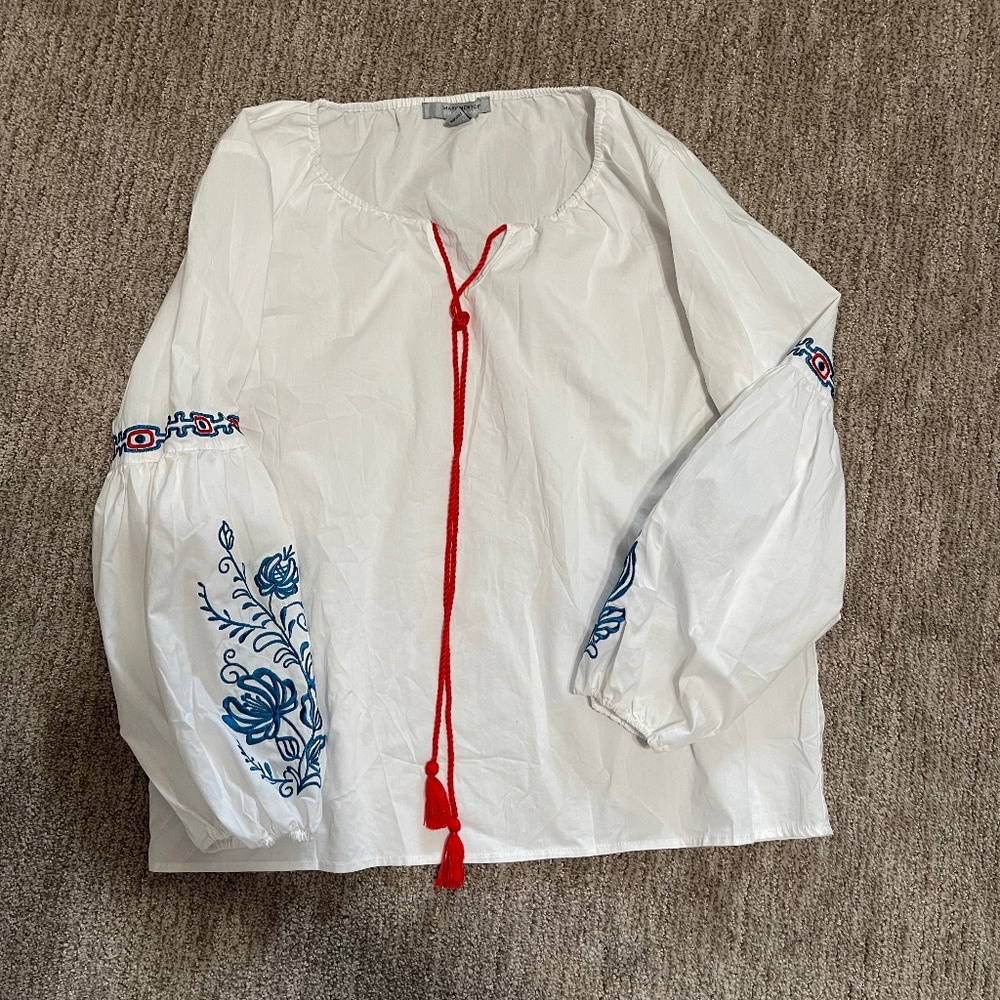 Andrew Marc New York Boho Embroidered Blouse‎ – Size M